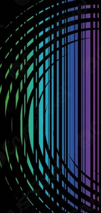 This phone live wallpaper features a close up of a tennis racket with a rainbow neon strip design inspired by abstract art