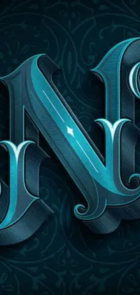 Are you looking for a unique live wallpaper for your mobile phone? Check out this captivating graphic! Created in ornamental gothic style, this wallpaper features a closeup of the letter "N" against a deep-blue background