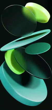 This phone live wallpaper features a stunning abstract sculpture in green and black colors