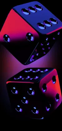 This live wallpaper design features two dice resting on a table in a cubo-futuristic style