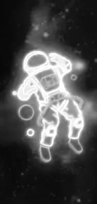 This phone live wallpaper features a black and white astronaut photo in space with a hologram effect and animatic movement