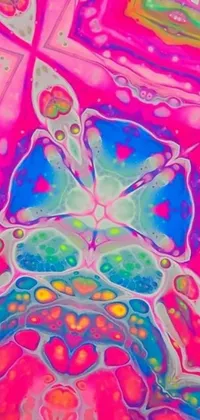 This trippy phone live wallpaper is a feast for the eyes! Its psychedelic and futuristic design features a close-up of a gorgeous flower painting captured in microscopic detail