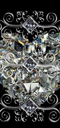 Discover a breathtaking live wallpaper for your phone! Featuring a heart-shaped diamond set against a black background, this digital art captivates with its crystal-clear cubism style and black metal rococo vibe