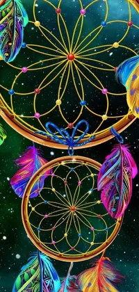 Add a touch of magic to your phone with this beautiful multicolored dream catcher live wallpaper