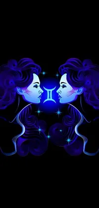 Looking for a captivating and unique live wallpaper for your phone? Check out this stunning digital art scene featuring two women facing each other in the dark
