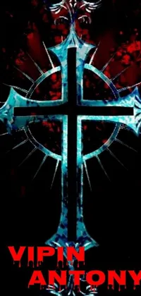 Looking for an edgy wallpaper to give your phone a gothic and heavy metal vibe? This live wallpaper features a striking close-up shot of a cross in red and cyan, set against a black background