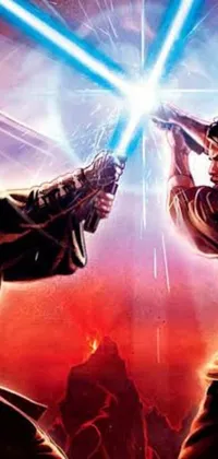 This phone wallpaper showcases the epic poster art for the film &quot;Star Wars: The Force Awakens&quot;