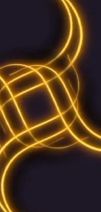 This phone live wallpaper boasts a yellow glowing background with a close-up view of a cell phone displaying intricate intersection points and intertwined bezier curves