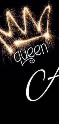 This phone live wallpaper features a stunning crown design made of sparkling lights and a regal queen's crown on a black background