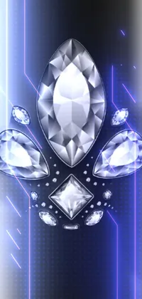 This live phone wallpaper showcases a magnificent display of diamonds against a black background