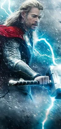 This live wallpaper features a dynamic design inspired by the thunder god, Thor