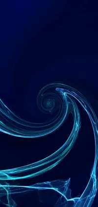 This mesmerizing phone live wallpaper features stunning digital art of a computer monitor sitting on a desk with organic rippling spirals