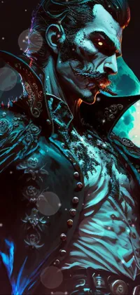 This phone live wallpaper showcases a male vampire of Clan Banu Haqim in a gothic-style costume