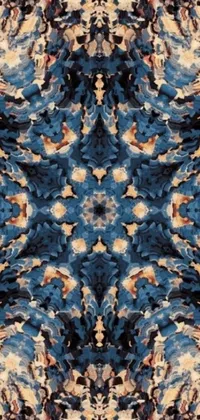 This mobile live wallpaper features a stunning rug with a complex, symmetrical pattern
