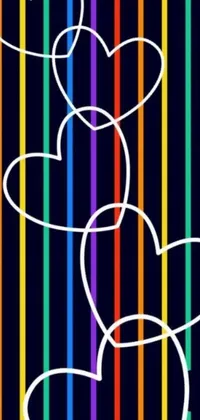 Add a pop of color to your phone with this vibrant live wallpaper! Featuring a line of hearts in rainbow tubing, this digital rendering has a playful aesthetic that will enliven your iPhone background