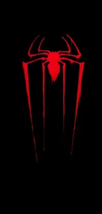 This phone live wallpaper depicts a vivid red Spider-Man logo set against a sleek black backdrop, offering a perfect addition to any horror or comic book fan's mobile device