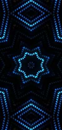 This live phone wallpaper features a striking blue and black hexagonal pattern with a digital art aesthetic