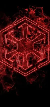 This phone live wallpaper features a bold and modern red Star Wars logo set against a sleek black background, with intricate digital art
