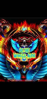 This dynamic live wallpaper for your phone offers a stunning close-up shot of a sign featuring unique winged designs exemplifying the sots art movement