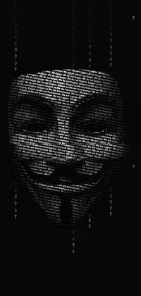 This dark and mysterious phone live wallpaper features an ASCII art of the word "anonymous" repeated throughout the design