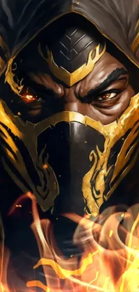 Immerse yourself in a vivid and intricate mask design with this phone live wallpaper