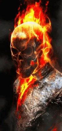 This phone live wallpaper showcases a mesmerizing digital art design featuring a close-up of a person with a fiery blaze emanating from their head