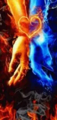 This stunning phone live wallpaper features an intense orange fire and blue ice duality, inspired by romanticism and Tumblr