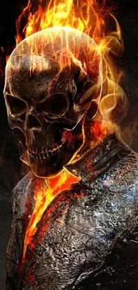 This live wallpaper displays Ghost Rider, the famous Marvel character, on your phone's screen