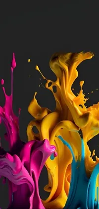 This phone live wallpaper features a stunning digital art design comprising of a burst of saturated and lively colors