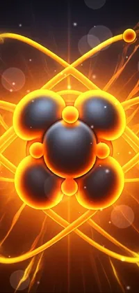 This atomic symbol phone live wallpaper showcases a glowing, unstable atom on a black background