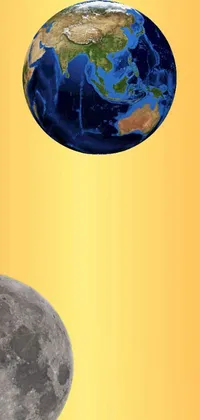 Looking for a captivating phone live wallpaper that will transport you to the far reaches of space? Look no further than this beautiful space art themed background! With an awe-inspiring depiction of the Earth and the Moon floating effortlessly in the vast expanse of the cosmos, this wallpaper is sure to mesmerize and enchant