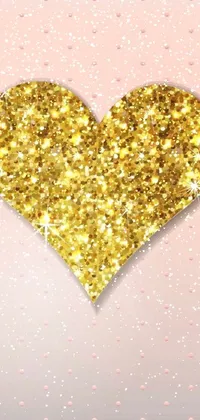 Decorate your phone with a stunning live wallpaper featuring a gold glitter heart on a pink background that shines bright with every movement