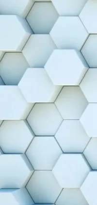 This phone live wallpaper features a captivating white wall made of hexagons