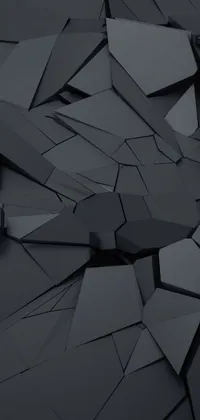 This phone live wallpaper features a stack of black paper pieces creating a futuristic and edgy design