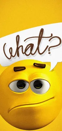 Looking for a fun and expressive live wallpaper for your phone? Check out this trending image of a yellow smiley face holding a "what?" sign