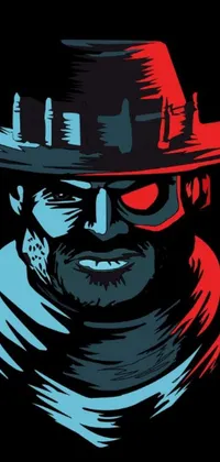This phone live wallpaper features a rugged ranger wearing a hat and a vector art style inspired by digital art from the Borderlands series