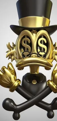 This lively phone wallpaper showcases a cartoon character donning a top hat and clasping a dollar sign