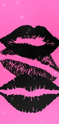 Get the perfect pop art live wallpaper for your phone! Featuring a close-up shot of luscious lips in black and white vector art, on a hot pink background