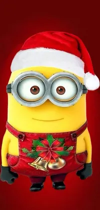 Looking for a lively and colorful wallpaper for your phone? Look no further than this cute minion live wallpaper! Featuring a festive minion wearing a Santa hat and holding a bell, this design is perfect for getting into the holiday spirit