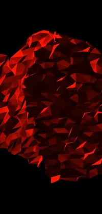 This abstract phone wallpaper showcases a heart made of triangles against a black backdrop