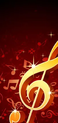 Looking for a stunning live wallpaper for your phone that's sure to impress? Check out this beautiful golden treble on a red background, complete with musical notes and intricate designs