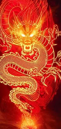 Bring a fiery dragon to life on your phone with this live wallpaper! Look up close at the intricate design of the dragon perched atop bright red flames