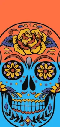 Transform your phone's display into a dramatic work of art with this colorful sugar skull live wallpaper