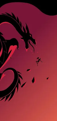 Add an epic touch to your phone's background with this stunning live wallpaper! It boasts a silhouette of a dragon in flight, rendered in vector art with intricate details that are sure to please