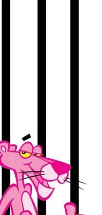 This captivating live phone wallpaper features the iconic pink panther in a jail cell case