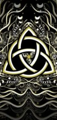This mobile live wallpaper features a digital rendering of a celtic design on a black background