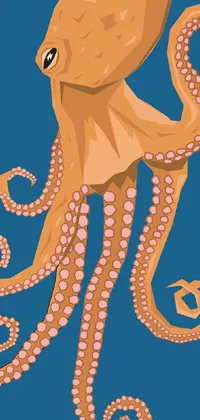 This colorful vector art live wallpaper features a close-up of an octopus on a blue background