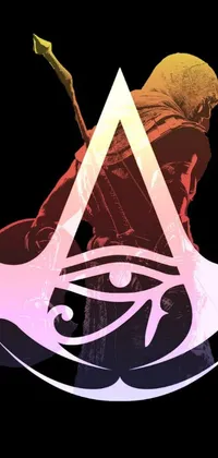 This phone live wallpaper features a captivating vector art design of a hooded man holding an arrow against a backdrop of an infinity glyph