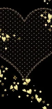 Indulge in the beauty of this black live phone wallpaper boasting exquisite gold hearts and stars