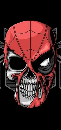 Looking for a unique and edgy live phone wallpaper? Check out this spider-man skull design set against a black background